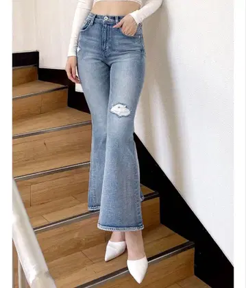 [ 새상품급 ] GYDA 하이웨스트 데미지 플레어 데님 팬츠 M