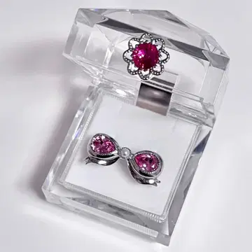 말베리코 드롭 리본 링 핑크 실버