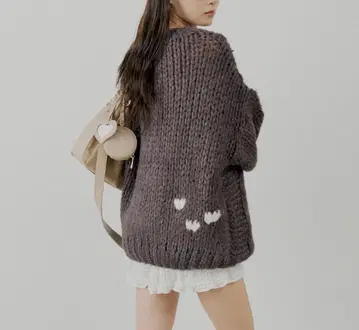 chico 치코 빅 케이블 루즈 미니 원피스 브라운