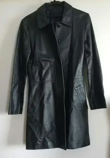 [ 익명 배송 ] 양가죽 A라인 코트 2포켓 블랙 가죽 코트 M 9호