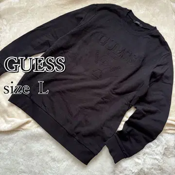 GUESS 맨투맨 블랙 L 크루넥 로고 트레이닝복 면 100% 긴팔