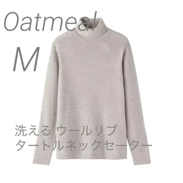 새상품 [ M ] Oat MUJI 울 리브 터틀넥 스웨터 무인양품 무지
