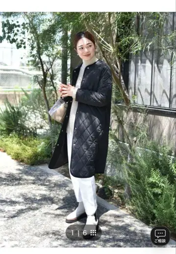 충전솜 퀼팅 코트 블랙