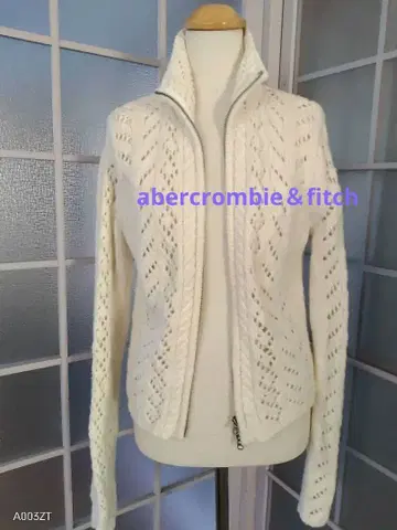 새상품급 아바클로 핸드메이드 화이트 가디건 니트 자켓 더블 지퍼