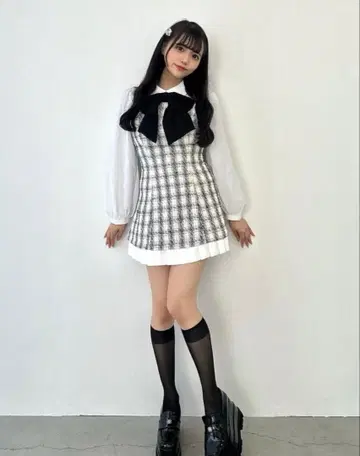 evelyn 원피스 트위드 리본 op