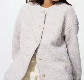 유니클로 보아 플리스 릴랙스 가디건 라이트 그레이 S