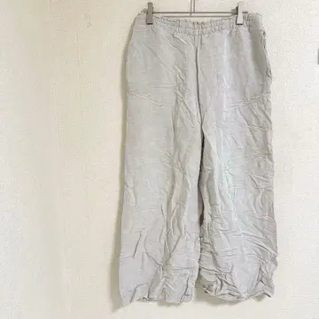 그레이 린넨풍 캐주얼 팬츠 허리밴딩 편안함 스타일리시 착용감 우수