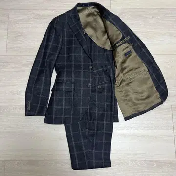 DEFFERENCE 네이비 체크 무늬 수트