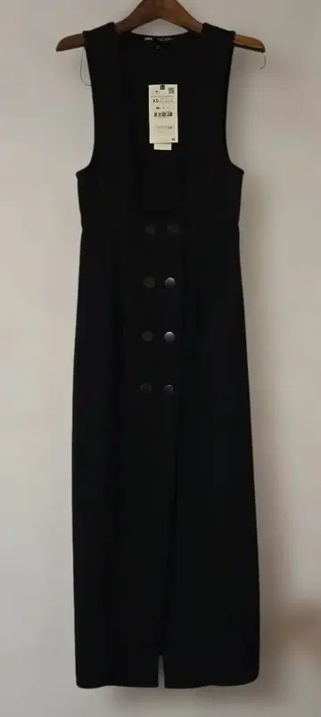 블랙 슬리브리스 롱 원피스 XS