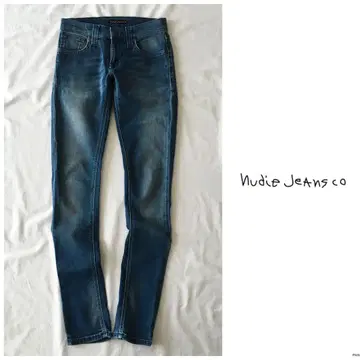누디진 [ 세탁 가능 ] 빈티지 가공 스트레치 데님 스키니