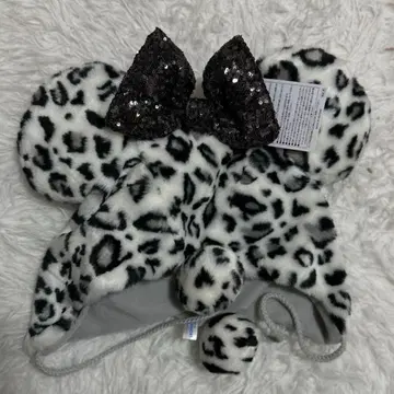 미사용 새상품 레오파드 무늬 미키 귀도리 모자 팬캡