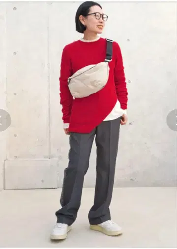 미사용 AP STUDIO side slit rib Pullover 빨간색