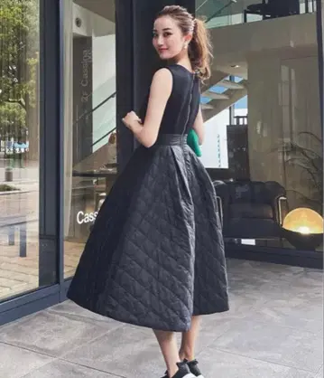 [ 미사용 새상품 ] 셰리에 sheller 롱 원피스 퀼팅 드레스