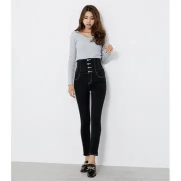 rienda 에코 가죽 포켓 하이웨스트 스키니 팬츠