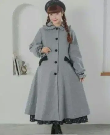 시마무라 아오키 미사코 롱 리본 코트 그레이 S 사이즈