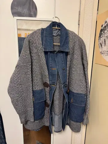 울 데님 콤비 자켓