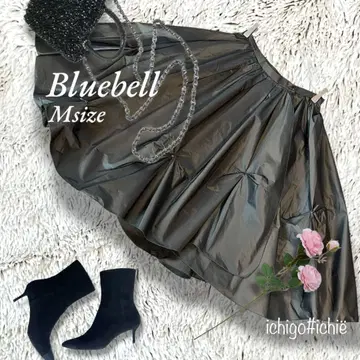 Bluebell 메탈릭 카키 플레어 개더 랩스커트 M 일본제