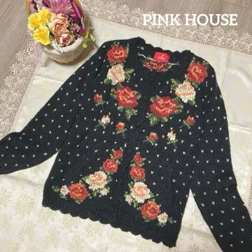 PINK HOUSE 꽃무늬 울 알파카 니트 가디건