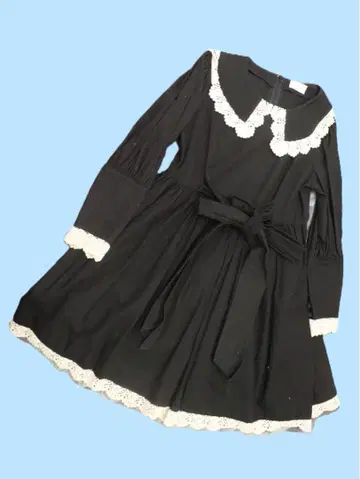 전원시 / 면 레이스 카라 부착 원피스