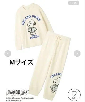 GELATO PIQUE 스누피 룸웨어 M 제라피케 상하의 세트