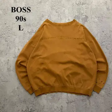 90s [BOSS] 보스 (XL) 가슴 로고 맨투맨*자수*페이드*속기모*