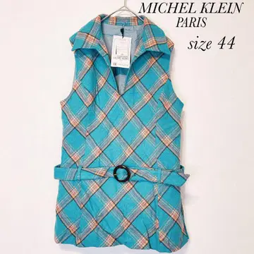 [택 포함 미사용 새상품] 미쉘클랑 슬리브리스 튜닉 체크 무늬