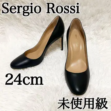 미사용급 Sergio Rossi 펌프스 라운드토 가죽 24cm