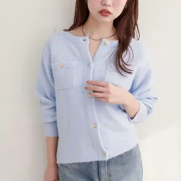 natural couture 수플레 프렌치 금장 버튼 포켓 가디건