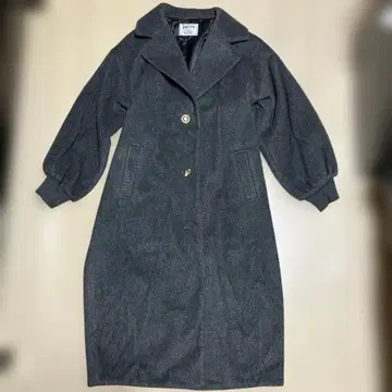 ENVYM 롱 코트 기모 엠블럼 골드 버튼 차콜 그레이