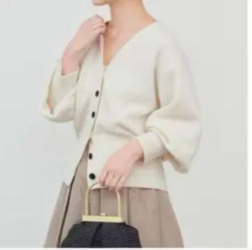 이에나 허리 리브 마크 가디건 내추럴