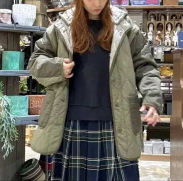 niko and - Many Way 퀼트 후드 자켓 L 카키 클레이지