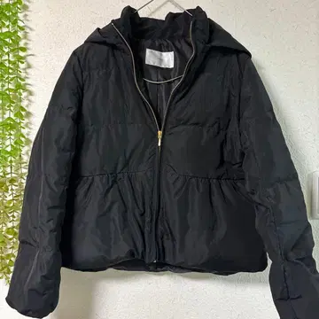 index 후드 부착 블랙 다운 자켓 M