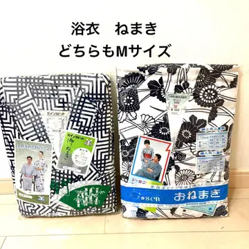 M 사이즈 유카타 잠옷 기하학 패턴과 꽃무늬