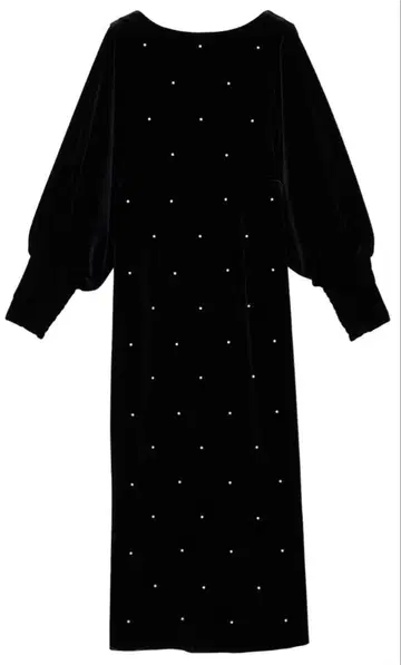 [새상품] BACK OPEN PEARL VELOUR DRESS