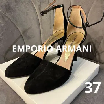 엠포리오 아르마니 블랙 스웨이드 앵클 스트랩 하이힐 37