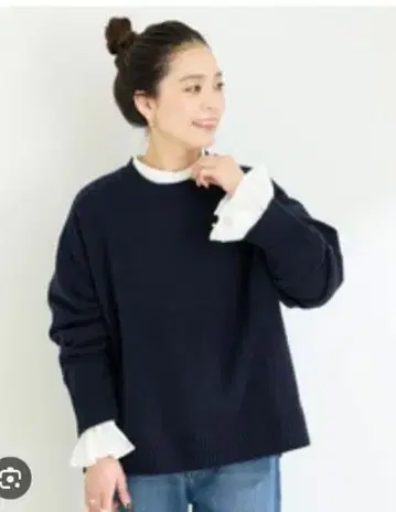 택 포함 새상품 SIMPLICITE 7G 울 천축 크루넥 풀오버