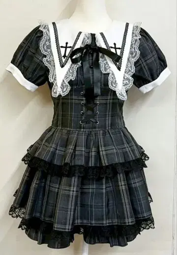 MARS 셋업 크로스 자수 3단 프릴 셋업 2점 SET