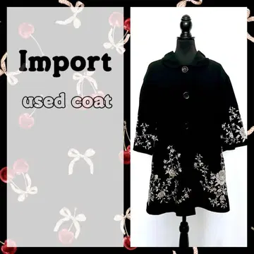 자수 5부 소매 코트 모노톤 레트로 개성 해외 구제 의류 수입