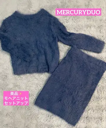 MERCURYDUO 네이비 다크 블루 상의 스커트 셋업