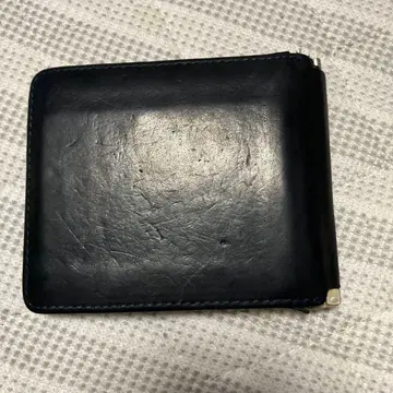 블랙 가죽 머니클립 접이식 지갑