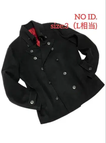 [ NO ID. ] 3way 울 나폴레옹 피 코트 L 블랙 모 블랙