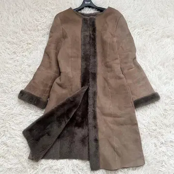 유나이티드 애로우즈 리얼 무스탕 코트 노카라 브라운 계열 L