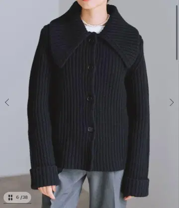 새상품 IENA BLACK 빅 칼라 가디건