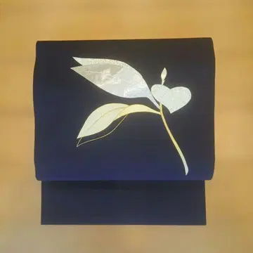 금 자수의 나고야 오비 (퍼플 잎)