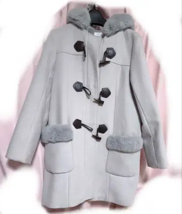 더플 코트 그레이 퍼 후드