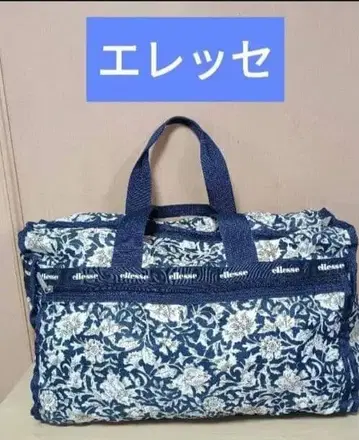 엘레쎄 꽃무늬 보스턴 백 네이비
