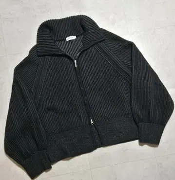 LEPSIM 렙심 7게이지 배색 리브 ZIP 가디건 긴팔