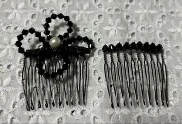 플라워형과 스트레이트형 헤어콤 2개 세트