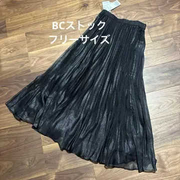 B.C STOCK 라메 플리츠 롱 스커트 ( F )