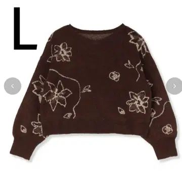 시마무라 yumi 꽃 패턴 니트 브라운 L